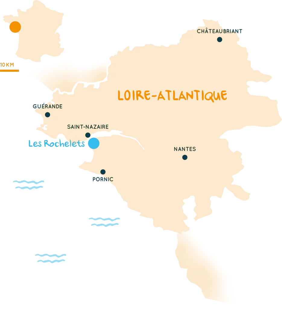 Carte de la Loire-Atlantique avec villes principales.