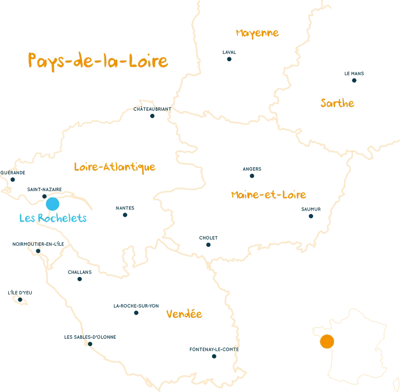 Carte schématique des Pays-de-la-Loire.