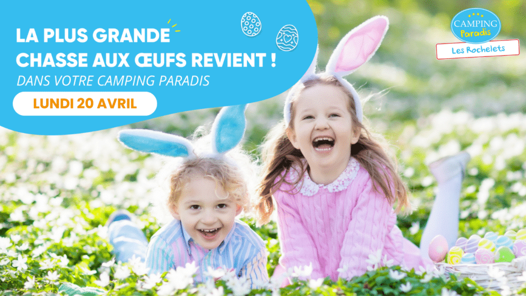 Enfants jouant à la chasse aux œufs de Pâques.